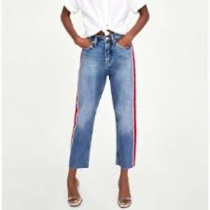 Zara High Rise Side Stripe Jean